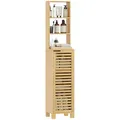 Produktbild: HOMCOM Badezimmerschrank schmal, Hochschrank Toilettenschrank mit 3 offenen Regalen, verstellbaren Regalen, Lamellentür, Badschrank aus Bambus für Badezimmer, Wohnzimmer 34 x 30 x 170 cm, Natur