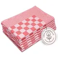 Produktbild: ZOLLNER 6er Set Geschirrtücher Baumwolle in 65x65 cm - extrem saugstarke und robuste Küchentücher - waschbar bis 60°C – in rot kariert - Gastronomiequalität - Oeko Tex® Zertifiziert