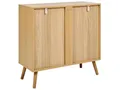 Produktbild: BELIANI Sideboard Helles Holz Rattan 2 Türen Spanplatte Holzbeine mit Regalen Moderne Schlafzimmer Aufbewahrungslösung