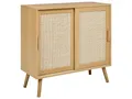 Produktbild: Beliani Sideboard Spanholz Brett Rattan Geflecht 2 Tür mit Regalen Schlafzimmer Aufbewahrungslösung helles Holz Hodgen