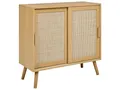 Produktbild: Sideboard Spanholz Brett Rattan Geflecht 2 Tür mit Regalen Schlafzimmer Aufbewah