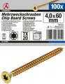Produktbild: BGS DIY Mehrzweckschrauben | T-Profil (für Torx) T20 | 4,0 x 60 mm | 100 Stück –