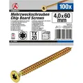 Produktbild: Holzschrauben | T-Profil (für Torx) T20 | 4,0 x 60 mm | 100 Stück