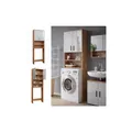 Produktbild: Vicco Waschmaschinenschrank Irma Eiche Weiß Hochglanz 64 x 191 cm Badezimmer