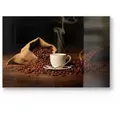 Produktbild: DEQORI Schneidebrett 'Kaffeetasse mit Bohnen', Glas, Platte Frühstücksbrett Schneideplatte braun 30 cm x 20 cm