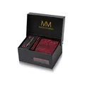 Produktbild: Massi Morino Krawatte Paisley Weinrot mit Einstecktuch Set Herren inkl. Manschettenknöpfe, Krawattennadel und Geschenkbox | Männer Krawattenset zur Hochzeit