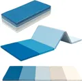 Produktbild: Klappbare Turnmatte | ca. 185 x 76  x 3,2 cm | Tragbare und faltbare Kinder Weichbodenmatte, auch ideal als Gymnastikmatte – Fitnessmatte – Yogamatte - Spielmatte für Kinderzimmer und zuhause (blau)