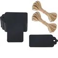 Produktbild: G2PLUS 100 Stück Kraftpapier Anhänger und Etiketten 7x4cm, Schwarz für Valentinstag, Hochzeit und Geschenke