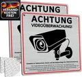 Produktbild: Videoüberwachungsschild 15x15cm Aluminium mit DSGVO Hinweis Selbstklebend & Bohr