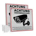 Produktbild: Videoüberwachung Schild 2 Stück 15x15 cm Aluminium DSGVO Hinweis, selbstklebend