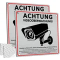 Produktbild: Videoüberwachung Schild 2 Stück 15x15 cm Aluminium Selbstklebend mit DSGVO, 4