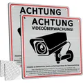 Produktbild: Videoüberwachung Privatgrundstück DSGVO Hinweis 15x15cm Aluminiumschild Selbs...