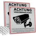 Produktbild: Schild Videoüberwachung Privatgrundstück Aluminium 2 Stück DSGVO Hinweis 15x15cm