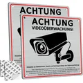 Produktbild: Aluminium Videoüberwachungsschild 2er Set 15 x 15 cm – Selbstklebend und robust