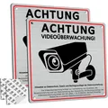 Produktbild: Videoüberwachung Schild 2 Stück Aluminium DSGVO Hinweisschild Warnschild