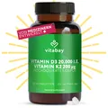 Produktbild: Vitabay Vitamin D3 + K2 Depot – 180 vegane Tabletten – 20.000 I.E. Vitamin D3 mit K2 MK7 All-Trans – ohne Zusatzstoffe – vegan