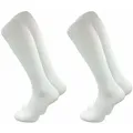 Produktbild: GAWILO Kniestrümpfe Retro für Herren mit stylischen Streifen - weiß & schwarz - Baumwolle (2 Paar) Knielange Socken im sportlichen Look - auch zum Wandern geeignet weiß 39-42