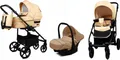 Produktbild: BabyLux® TRAILUX | 3in1 Kinderwagen Set | Beige | Kombikinderwagen | Kinderwagenset | Buggy + Babywanne + Autositz / Auto-Babyschale
