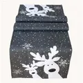 Produktbild: texpot Tischdecke Tischläufer Stickerei lustiger Elch Winter Weihnachten Deko (1-tlg) grau rechteckig | 40 cm x 140 cm