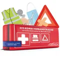 Produktbild: KFZ Verbandstasche rot nach DIN 13164:2022 inkl. Pannendreieck und Warnweste