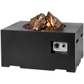 Produktbild: M A N I A Feuertisch für den Garten - Gas Feuerstelle ohne Rauch, Funken, Glut & Asche - Gaskamin Outdoor mit 19,5 kW in Betonoptik schwarz 80 x 60 x 40 cm - Gasfeuerstelle Terrassenkamin Kaminfeuer