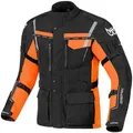 Produktbild: Berik Motorradjacke Torino Waterproof Motorrad Textiljacke Wasserdicht Atmungsaktiv protektoren wasserdichte orange|schwarz 52