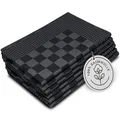 Produktbild: ZOLLNER 6er Set Geschirrtücher Baumwolle in 65x65 cm - extrem saugstarke und robuste Küchentücher - waschbar bis 60°C – in schwarz kariert - Gastronomiequalität - Oeko Tex® Zertifiziert