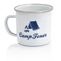 Produktbild: CampFeuer Emaille Tasse | 350 ml - weiß | Emaillebecher mit Edelstahl Trinkrand | Becher, Camping Kaffeebecher Metall, Outdoor Tasse | Camping Zubehör