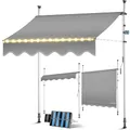 Produktbild: KESSER® Klemmmarkise mit Handkurbel & LED Lichterkette | Balkonmarkise ohne Bohren | Markise UV-beständig höhenverstellbar & wasserabweisend | Sonnenschutz für Balkon Terrasse & Garten 150cm