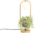Produktbild: QAZQA - Art Deco Art Deco Tischlampe Gold I Messing mit weißem Glas - Isabella I Wohnzimmer I Schlafzimmer - Stahl Oval - LED geeignet G9