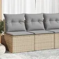 Produktbild: vidaXL 2-tlg. Garten-Sofagarnitur mit Kissen Beige Poly Rattan Akazie