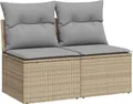 Produktbild: vidaXL 2-tlg. Garten-Sofagarnitur mit Kissen Beige Poly Rattan Akazie