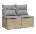 Produktbild: vidaXL Gartenlounge-Set 2-tlg. Garten-Sofagarnitur mit Kissen Beige Poly Rattan, (1-tlg)