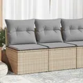 Produktbild: 2-tlg. Garten-Sofagarnitur mit Kissen Beige Poly Rattan Akazie