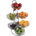Produktbild: APS 2339 11599 BIG Buffet Leiter, Set von 4 Glaschalen (ø 23 cm 2, 5 Liter), 4 klappbaren Abdeckungen mit Karte für Schilder, 1 Metall-Leiter, 1 Doppel Ring, 2 Einzelringe, 39 x 31 x 66 cm, 6 Behälter