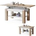 Produktbild: All4All Couchtisch Astra - Kaffeetisch - Wohnzimmertisch – Sofatisch mit Ablage - höhenverstellbar - kompakte Größe - Sofatisch - 110x68cm - 05 - Sonoma Eiche + WEIß