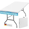 Produktbild: STEELSØN Zennar Klapptisch weiß – Campingtisch wetterfest – Buffettisch Kunststoff – Gartentisch für Terrasse und Balkon zusammenklappbar – Partytisch für 8 Personen