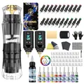 Produktbild: Tattoo Maschine Set 20 Kartuschennadeln 2 Akkus 10 5ml Tinte Transparent, inkl.