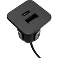 Produktbild: kalb Einbau USB Schnell-Ladehub 2 in 1 USB A USB C für Möbel und Tischplatten 12V 5V/3A 9V/2,2A max 20W Schwarz