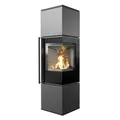 Produktbild: KRATKI Ren/M Eckkamin 7 kW – Freistehender Kaminofen aus Stahl Ø 150 mm 2 Seiten Glas - BImSchV 2, Ecodesign & Flamme Verte - doppelseitige Sichtscheibe, Tür rechts