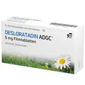 Produktbild: Desloratadin-ADGC® 5 mg - 50 Stück - Antiallergikum mit schneller & langanhaltender Wirkung bei Allergien - verursacht kaum Müdigkeit - lindert Juckreiz & Quaddeln bei Urtikaria - ab 12 Jahre