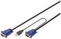 Produktbild: Digitus KVM Adapterkabel [1x USB-A, VGA - 1x VGA] 5.00m Schwarz