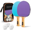 Produktbild: PRO-SPIN Tischtennisschläger – Hochleistungs-Tischtennis Set | Premium Tischtennisschlaeger, 3-Sterne-Tischtennisbälle, Kompakte Aufbewahrungstasche (Set für 2 Spieler,Lila/Blau)