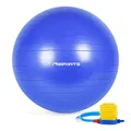 Produktbild: MSPORTS Gymnastikball Premium | Pilates Ball - Anti Burst inkl. Pumpe + Workout App + Übungsposter | Pezziball 55 cm - 105 cm Medizinball - Fitnessball 65 cm, Königsblau Sitzball