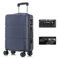 Produktbild: YONSLY Premium Reisekoffer TSA-Schloss,YKK-Reißverschluss Hartschalen-Koffer Trolley Kabinenkoffer Rollkoffer Suitcase Handgepäck 4 Rollen (Dunkelblau, M)
