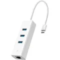Produktbild: LAN-Adapter UE330C, USB 3.2 Gen1 USB-C > 3x USB-A + RJ-45 weiß, Gigabit Ethernet