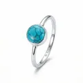 Produktbild: mantraroma Silberring SAMA rund aus 925 Silber mit Türkis (Ring mit Schmuckbeutel), Damenring aus 925er Silber grün 50