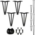 Produktbild: Relaxdays Hairpin Legs, 4er Set, 3 Streben, Metall, Haarnadel Tischbein für Hocker, Tisch & Schrank, 20 cm hoch, schwarz
