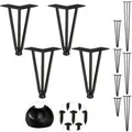Produktbild: Relaxdays Haarnadelbeine 4er Set Stahl Schwarz 3 Streben 20 cm
