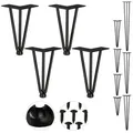 Produktbild: Relaxdays 4er Set Hairpin Legs mit 3 Streben Schwarz
